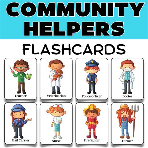 Community Helpers Flashcards -Labor Day Flashcards - English Vocabulary ...