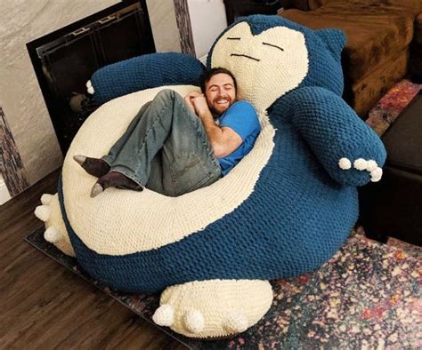 Giant Snorlax Hand Knit Bean Bag | Snorlax bean bag, Bean bag chair ...