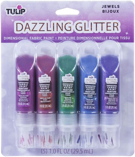 Tulip Dazzling Glitter Dimensional Fabric Paint 2Oz 5/Pkg-Jewels - Walmart.com