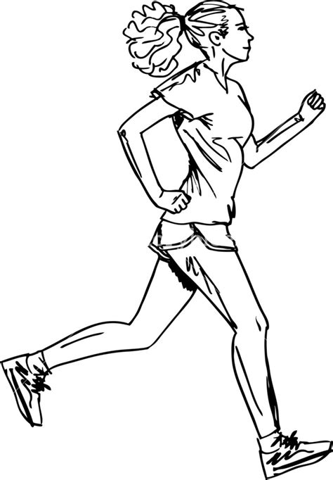 Sketch Of Female Marathon Runner. Vector Illustration Royalty-Free ...