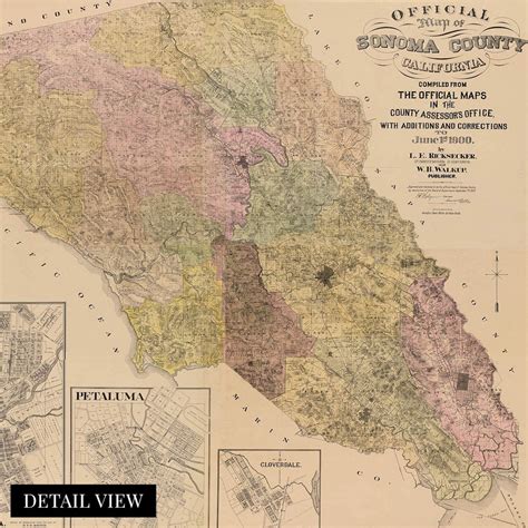 1900 Sonoma Map Vintage Sonoma County California Map Old - Etsy