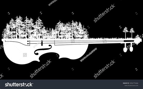 White Violin Silhouette On Black Background Stock Illustration ...