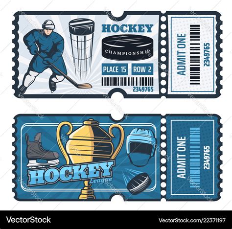 Ice hockey cup game tickets Royalty Free Vector Image