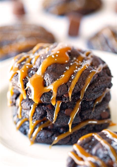 Triple Chocolate Caramel Drizzle Cookies | Recipe | Sweet recipes, Best food ever, Cookie recipes