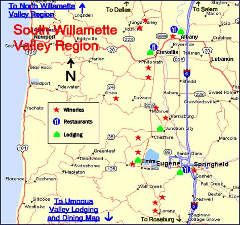 Maps|Oregon Wine Country Lodging & Dining suggestions for the South Willamette Valley