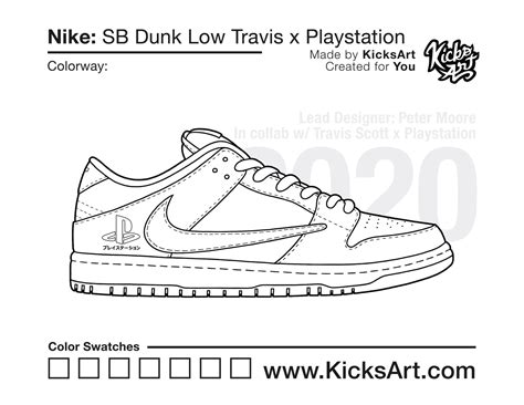 Nike SB Dunk Low Sneaker Coloring Pages - Created by KicksArt