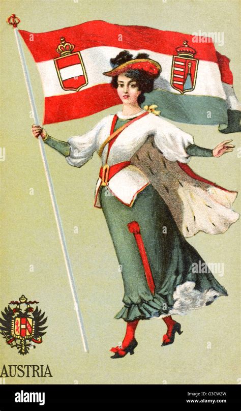 Personification of the Austro-Hungarian Empire with Flag Stock Photo ...