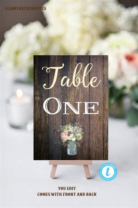 Rustic Table Numbers, Printable Table Numbers, Wedding Table Numbers ...