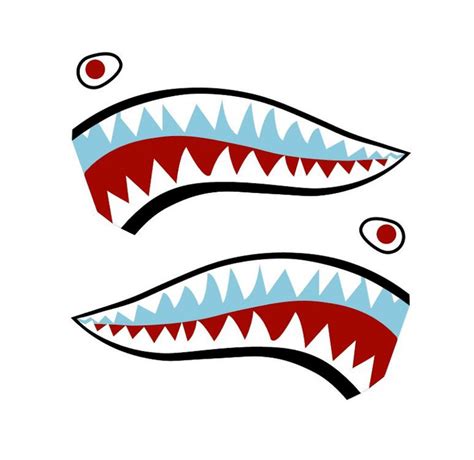 Flying Tigers P-40 Warhawk Shark Mouth Teeth Nose Art Military Aircraft Decal - Includes 2 ...