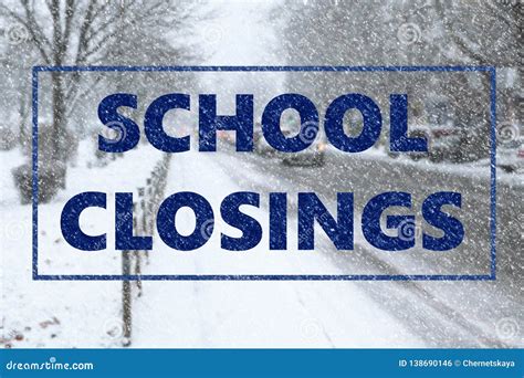 School Closings With Happy Snowman With Hat, School Bus, And Snow Stock ...