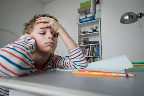 Child Tired and Bored of Doing Homework, Kid Stressed from Learning ...