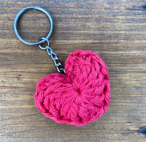 Heart Keychain-crochet Heart Keychain-red Crochet Heart-heart - Etsy UK