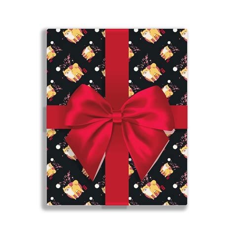 Akita Shiba Inu Dog of Japan Cherry Blossom Front & Back Wrapping Paper ...