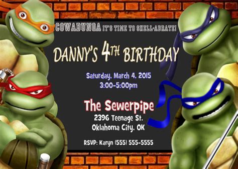 Teenage Mutant Ninja Turtle Birthday Party Invitations | FREE Printable Birthday Invitation ...