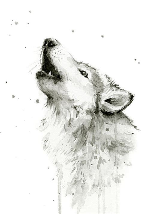 Howling Wolf Watercolor Painting by Olga Shvartsur - Pixels