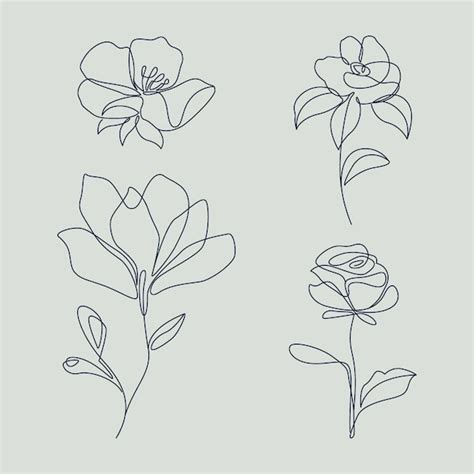 Free Vector | Flat design simple flower outline