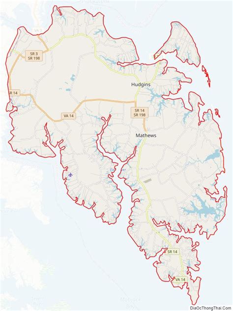 Map of Mathews County, Virginia