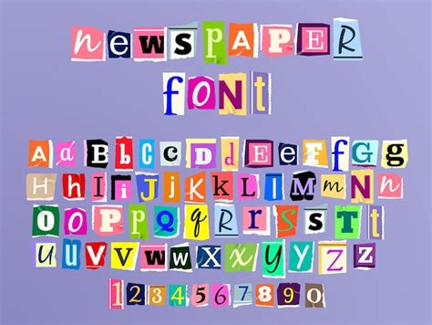 Premium Vector | Colorful letters of font in newspaper style