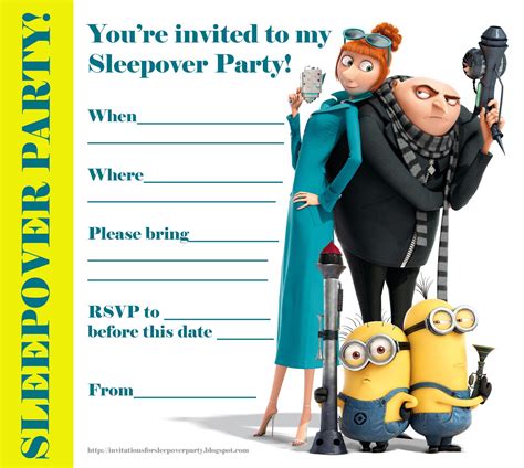 INVITATIONS FOR SLEEPOVER PARTY