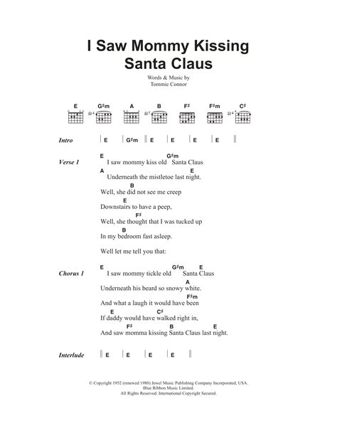 I Saw Mommy Kissing Santa Claus by Andy Williams - Guitar Chords/Lyrics ...