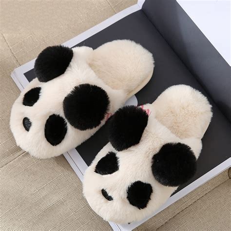 Cute Panda Slippers for Adults and Kids House Animal Fuzzy Slippers