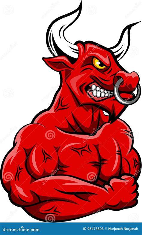 Strong Red Bull Mascot Cartoon Vector | CartoonDealer.com #51831343