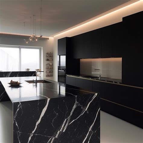 Plan de Travail en Marbre Noir “Marquina” - MEILLEUR PLAN CUISINE