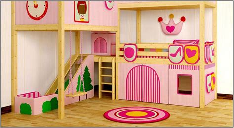 Girls Bunk Bed Design Inspiration Brown Pink Swing And Slide Pretty. kids bedroom ideas ...