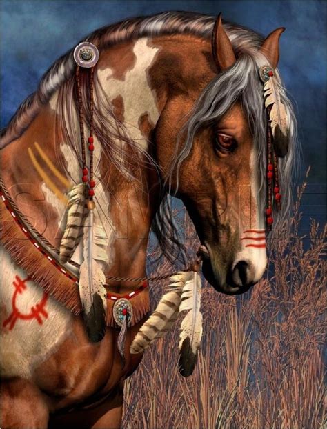 NATIVE SPIRIT PAINTED WAR HORSE FEATHERS INDIAN VINTAGE "CANVAS* ART PRINT #Vintage Pretty ...