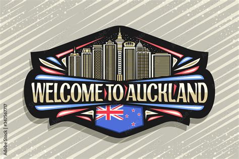 Vector logo for Auckland, black decorative sticker with line ...