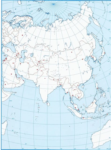 Mapa Politico De Asia Mudo Tamaño Folio