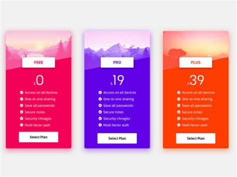 Beautiful Pricing Table by Subroto Biswas on Dribbble