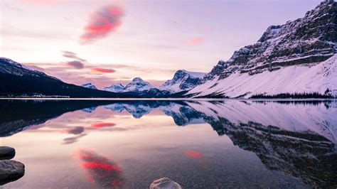 Wallpaper : water, snow, clouds, Bow Lake, Banff National Park, photography 1920x1080 - AxelA ...