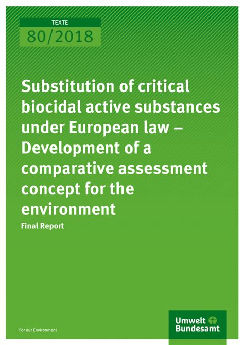 Substitution of critical biocidal active substances under European law ...