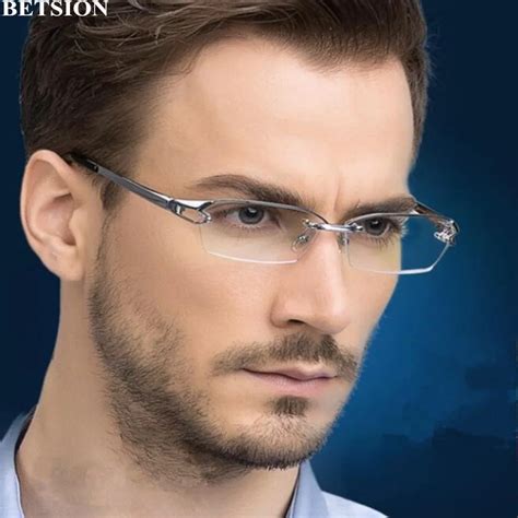 100% Pure Titanium Eyeglass Frames Glasses Half Rimless Eyewear Spectacles Rx able-in Men's ...