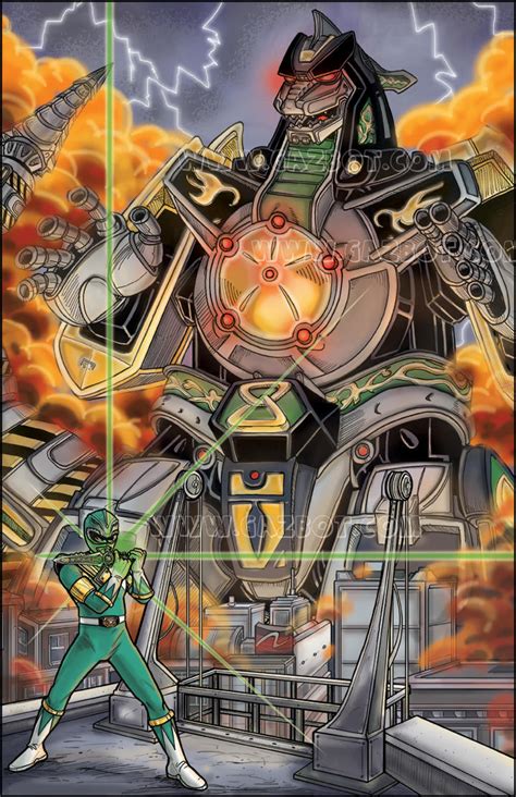 Green Ranger and Dragonzord from Power Rangers by Gazbot on DeviantArt