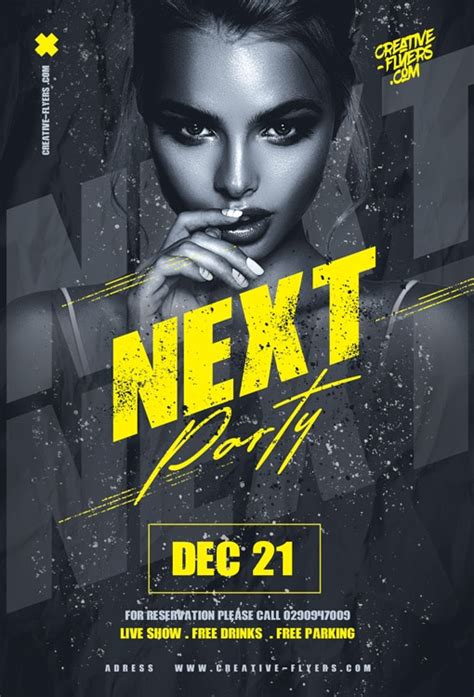 Next Party Flyer template For Photoshop - Creative Flyers | Photoshop poster design, Graphic ...