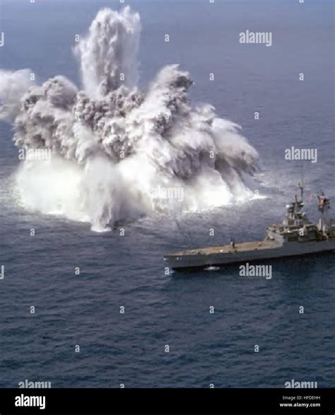 Underwater Explosion with a Blue Water Navy Ship Stock Photo - Alamy