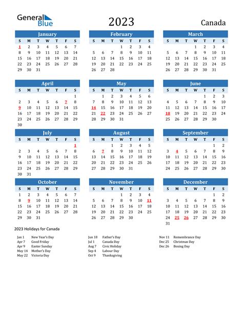 2023 Canada Calendar with Holidays