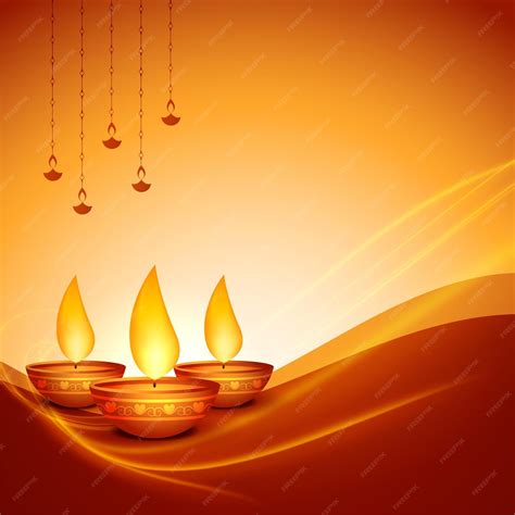 Free Vector | Shubh diwali greeting card with diya and text space vector illustration