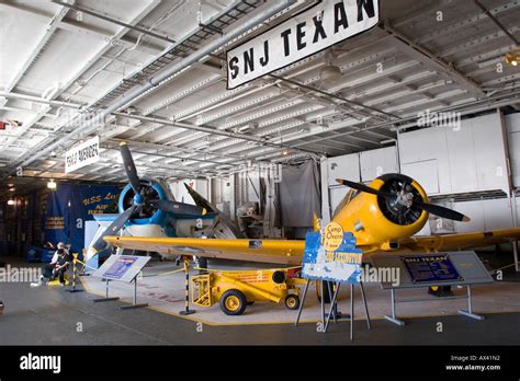 Exhibits on US Navy aircraft carrier USS Lexington now a floating museum moored in Corpus ...