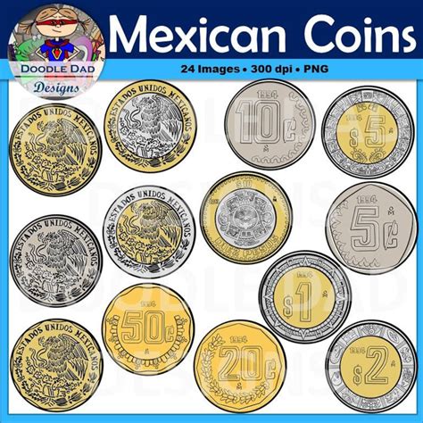 Mexican Coins Clip Art pesos, Centavos, Cents, Dollars, Money ...