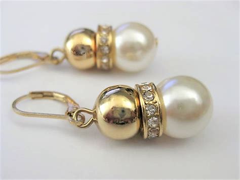 Drop Pearl Earrings by Monet