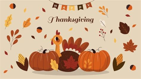 Design this Flat Linear Happy Thanksgiving Elements Desktop Wallpaper ...