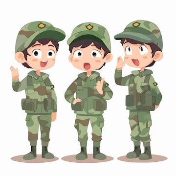 Premium Vector | Boy military dressed in uniform vector cartoon young child cartoon style