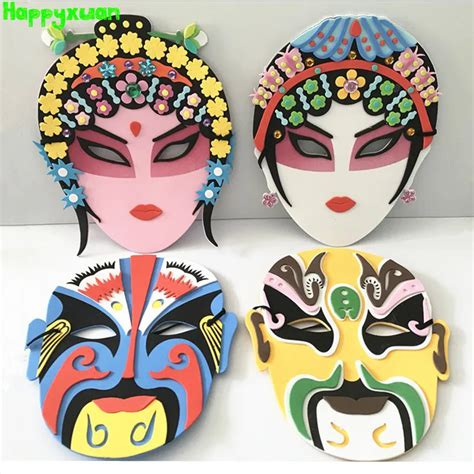 Happyxuan 4pcs Chinese Traditional Peking Opera Mask EVA Sticker Children Craft Kit Handmade DIY ...