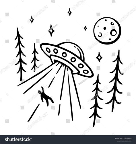 Alien Ufo Abduction Doodle Drawing Hand Stock Vector (Royalty Free ...