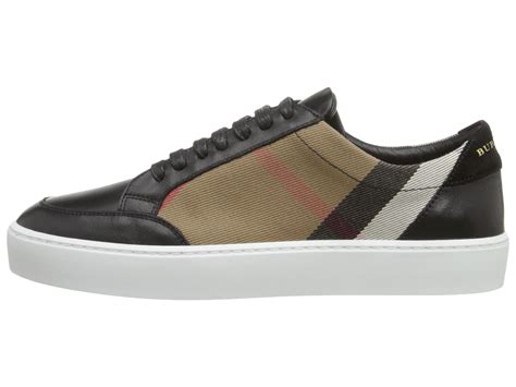 Burberry Check Detail Leather Sneaker in Black for Men - Lyst