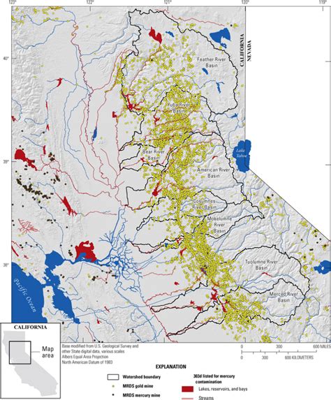 Map Showing Locations Of Historical Gold Mines In The Sierra Nevada ...