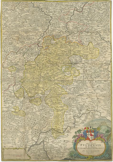 Antique Map of the Region of Fulda by Homann (c.1730)